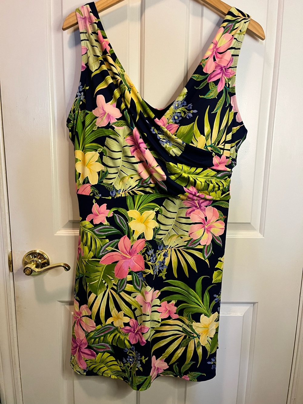 NWOT Lands End Faux Wrap Swim Dress Sz XL